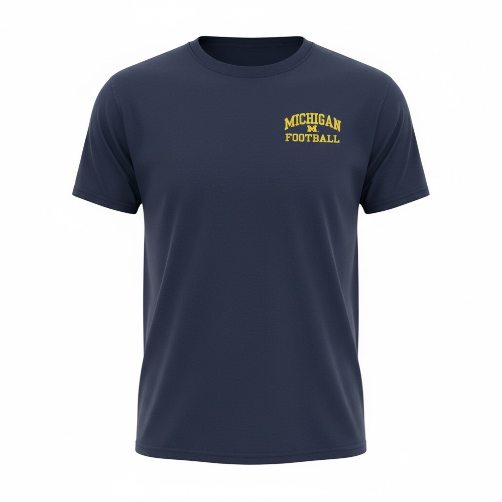Men’s Large Delta Magnum Weight Navy Blue Embroidered Michigan Football T-shirt